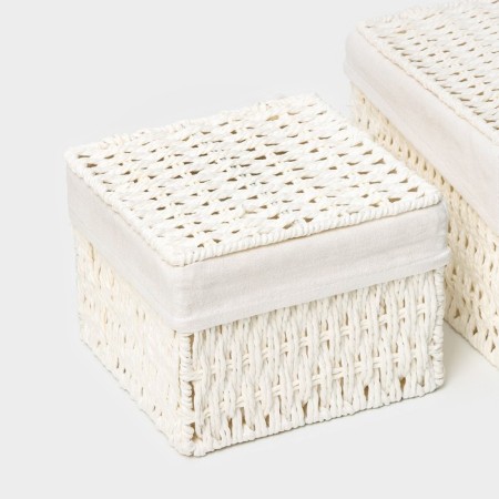 A set of handmade interior baskets with a lid LadOM, 2 pcs, size: 20 × 20 × 15 cm, 25 × 25 × 18 cm-3