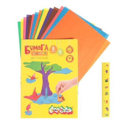 Tsilateral-colored paper A4, 16 sheets, 8 colors "Kalyaka-Malyak"-4