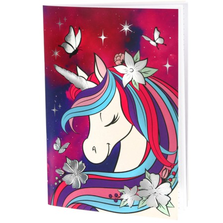 Notepad A5, on a paper clip, 40 sheets, to a point, stamping silver, Minnie Mouse and unicorn-10