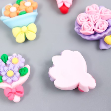 Decor for creativity plastic "Bouquet of flowers" set 8 pcs mix 2.2x2.9x0.7 cm-2