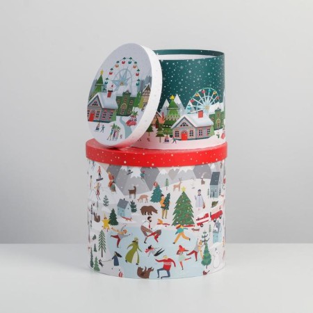 A set of gift boxes 5 in 1 “Happy New Year”, 13 x 14–19.5 x 22 cm, New Year-3