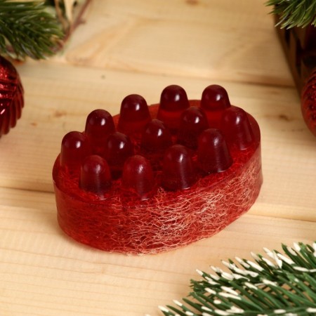 New Year. Massage soap with Luffa "Brusnik - Cinnamon" 100 g-1
