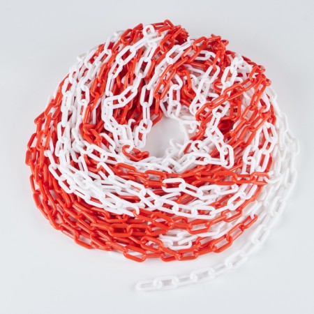 The chain is protective, red -white, the link - 6mm, 30m