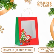 Gift package with the Santa Claus window 30 x 22 x 14 cm, red