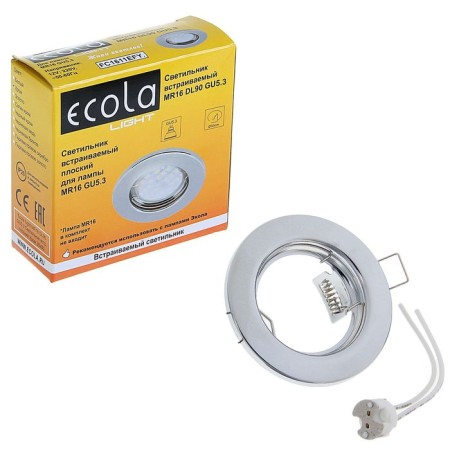 Building lamp Ecola, DL90, MR16, GU5.3, 30 x 80 mm, flat, chromium color