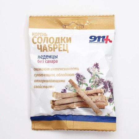Lollows "911" without sugar, licorice root, thyme, vitamin C, 50 g