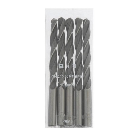 Metal drill "Volga Tool", c/x, d = 10 mm, l = 133 mm, p6m5, 5 pcs., GOST 10902-77-1