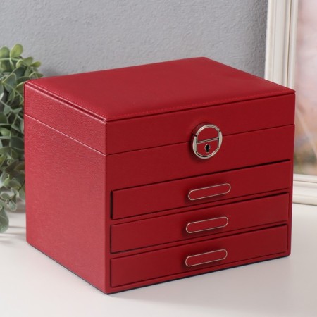 Casket to the leatherette for jewelry "screw" red 22x17x18 cm