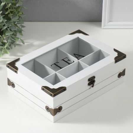 Casket wood 6 divisions "Box with corners" 16.2x24x8.3 cm-1