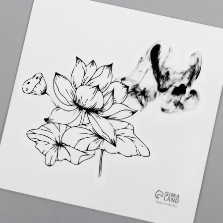 Black body tattoo “Black. Lotuses” 6x6 cm-5
