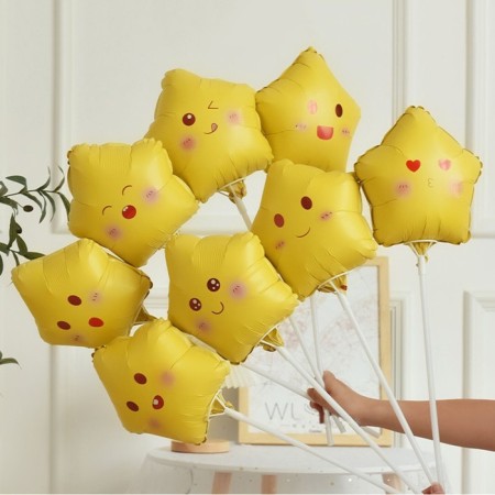 Foil ball 10 "Star Smile", yellow, mix-1