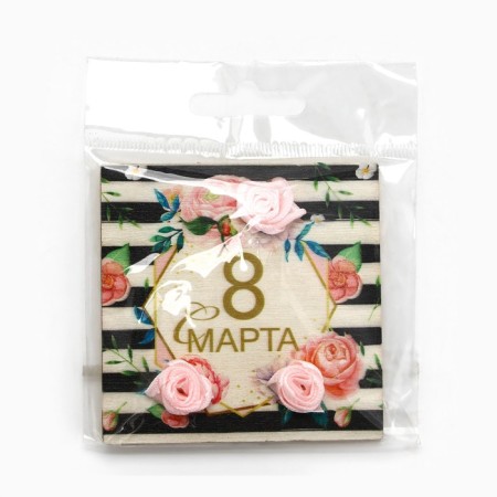 Wooden magnet "Tender roses", 7 x 7 cm-5