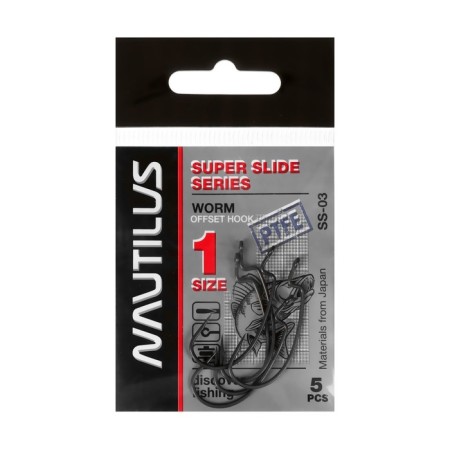 Offset hook Nautilus offse Super Slide Series Worm SS-03PTFE, No. 1, 5 pcs.