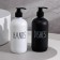 A set of bathroom dispensers, 500 ml, glass, black and white color