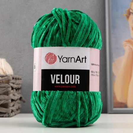 Yarn "Velour" 100% micropoliester 170m/100g (856 emerald)-5