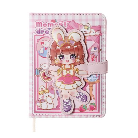 Gift notebook, A6, 100 sheets, color block, with a curly knife, PVC cover, "Anime", mix-3