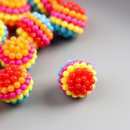 Beads for creativity plastic "Ribbed striped" set 15 grams d = 1.2 cm-1