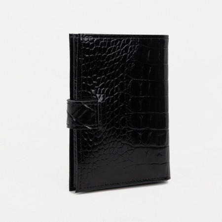 Male purse on the button for auto documents and passports, black color-2