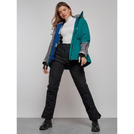 Ski jacket women's winter, size 60, dark green color-15