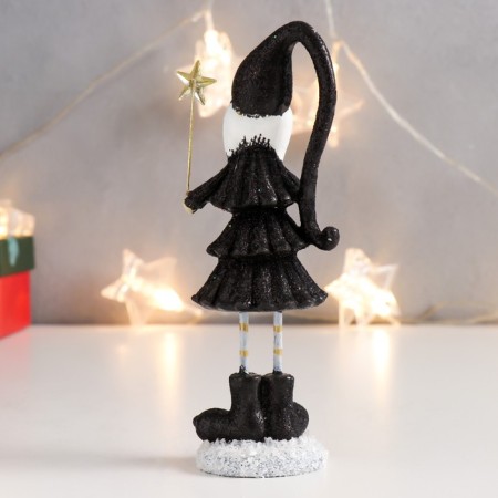 Polystone souvenir "High Santa Claus in black caftan, with a star" Long legs 15x5x4 cm-2