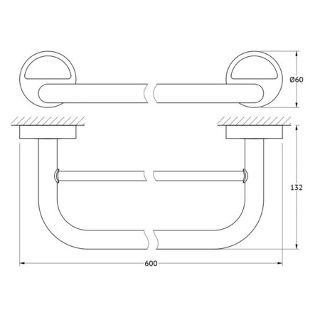 Double rod double 60 cm, chrome, fbs-1