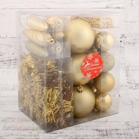 A set of jewelry plastic 26 pcs "New Year's fun" with beads and tinsel, gold-1