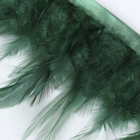 Braid with feathers of a rooster, 10-15 cm, 5 ± 0.5 m, emerald color-3