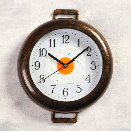 Wall clock, series: kitchen, "to breakfast", smooth move, 25 x 29 cm, 3 aa