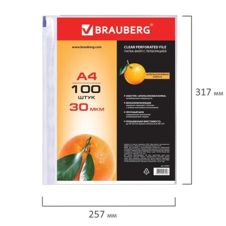 A4, 30 μm, Brauberg, embossing, vertical, 100 pieces-4