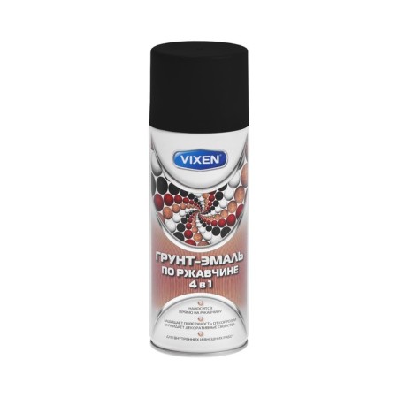 Soil-enamel in rust 4 in 1 Vixen, black amber RAL 9005, aerosol 520 ml VX-519005