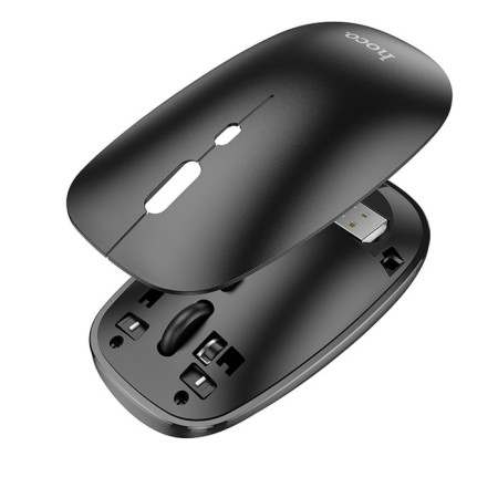 Hoco GM15 mouse, wireless (2.4 + BT), optical, 800-1200-1600 dpi, black-3