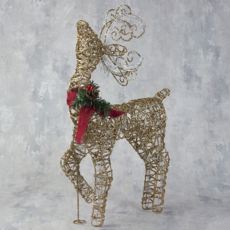 LED figure "Deer golden" 40 × 60 × 18 cm, metal, 220 V, glow warm white-2