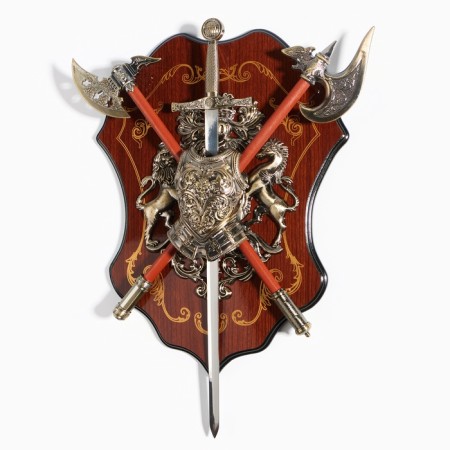 Heraldry "horse and lion with armor"-1