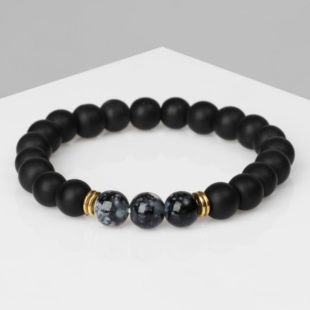 Bracelet Unisex "Bastion" for gray-white feast, black color, ball No. 8, d = 7 cm-1