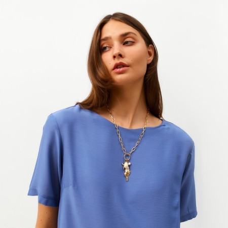 Women's costume (T -shirt, trousers) minku: enjoy Blue color, size 42-7