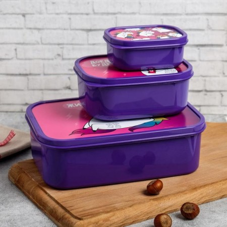 Set of lunch boxes "Evil unicorns" 1.2 l, 0.5 l, 0.15 l-1
