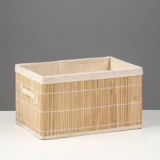 Folding box for storage, 20x30 cm H 17 cm, bamboo, lining, fabric, mix
