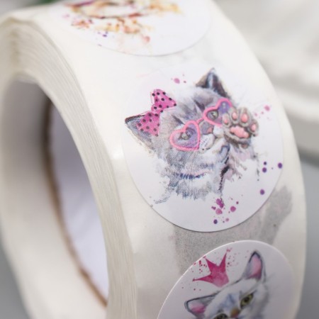 Stick Paper "cat" d = 2.5 cm 500 pcs in a roll 3x6.5x6.5 cm-3