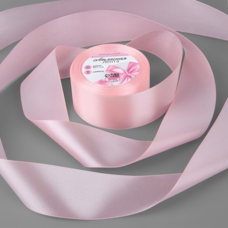 Satin tape, 50 mm × 23 ± 1 m, pastel-pink color No. 43