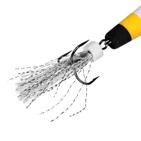 Bait jig flag No. 11, 9 cm, white, yellow, black-2