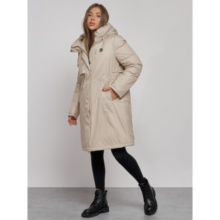 Coat insulated winter female, size 44, beige color-1