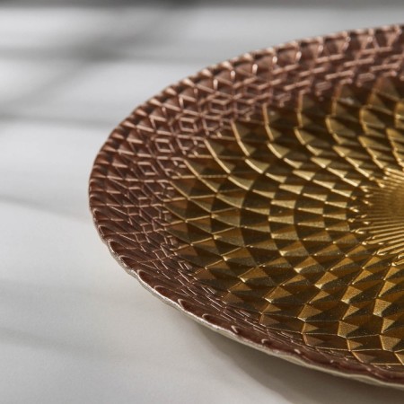 Baroque dish, d = 28 cm, gold color with pink-1