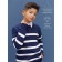 Sweater Knitted Children's Amarobaby Strip, Height 128 cm, Blue Color