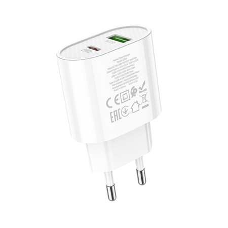 Network charger Hoco C95a, Type -C - PD 20 W 3 A, USB Qc3.0 - 18 W 3 A, White-6