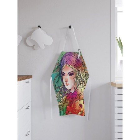 Apron of a kitchen with a photo print "Girl and the Wind", adjustable, size OS-1