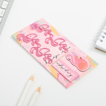 Set: curly paper clips 4 pcs and magnetic bookmarks 2 pcs “Tropics inside”-2