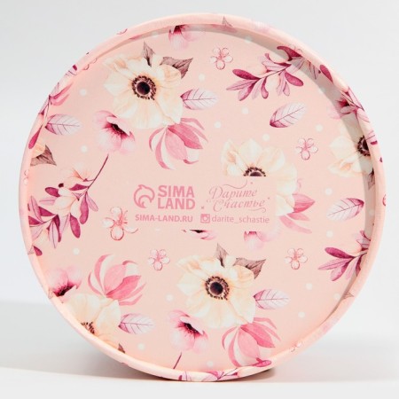 Makarun box, confectionery packaging tube with a window, “pink flowers” ​​12 x 12 x 5 cm-2