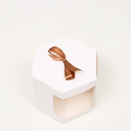 Box hexagonal, with a window, white, 13 x 13 x 13.5 cm-1
