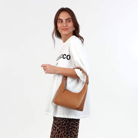Baget bag with zipper, brown color-10