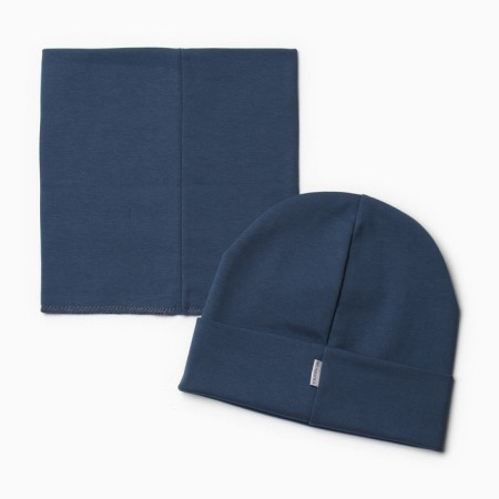 Kit for children (hat, snood) for a boy, jeans color, size 50-52-2